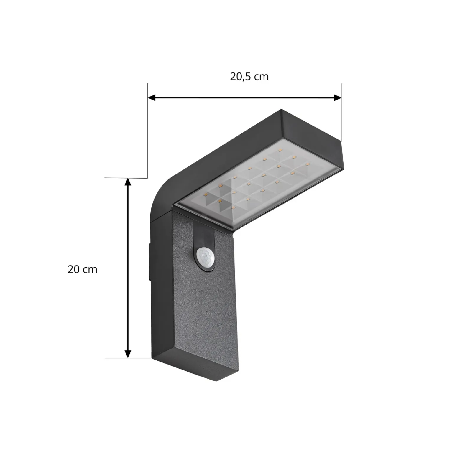 Aplique de pared LED solar Prios Aurino, negra, sensor, IP44