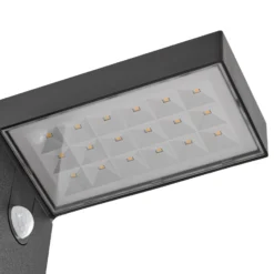 Aplique de pared LED solar Prios Aurino, negra, sensor, IP44