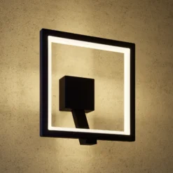 Aplique de pared LED Square de Lucande, antracita, metal, IP65