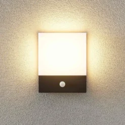 Aplique de pared LED Vanira de Lindby, antracita, aluminio, sensor, IP54