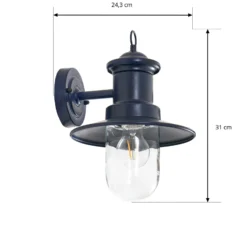 Aplique de pared Lindby Eloretta, negro/azul, acero, IP44, E27