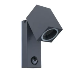 Aplique de pared Lindby Othil, con sensor, antracita, metal, IP44