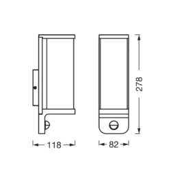 Aplique de pared OSRAM ENDURA CLASSIC TUBULAR, sensor, gris oscuro