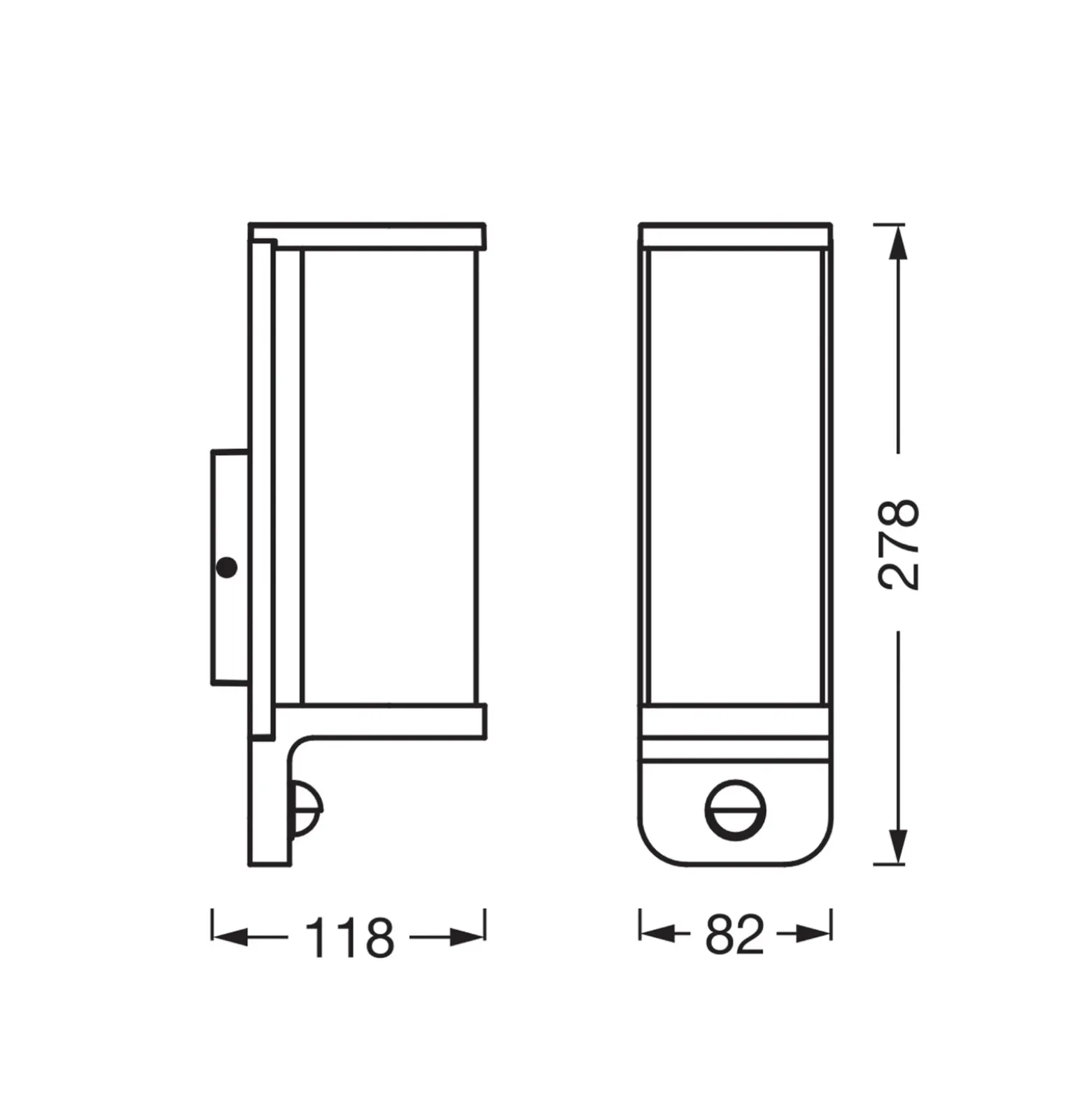 Aplique de pared OSRAM ENDURA CLASSIC TUBULAR, sensor, gris oscuro