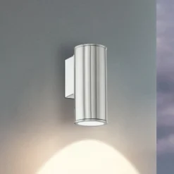 Aplique de pared Riga, acero inoxidable, altura 15 cm, acero inoxidable