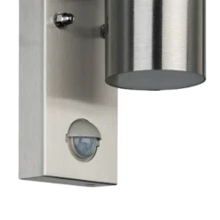 Aplique de pared Riga 5 en color acero inoxidable, 16 cm, sensor de acero