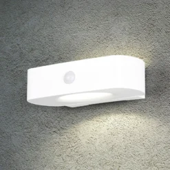 Aplique de pared solar Bilbao, blanca, altura 6 cm, sensor, arriba/abajo