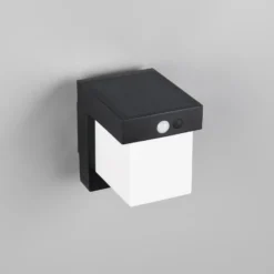 Aplique de pared solar Colombo, negro mate, altura 14 cm, sensor