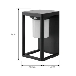 Aplique de pared solar LED Lucande Tilena, negra, aluminio, sensor