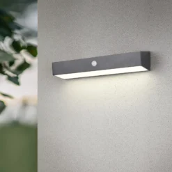 Aplique de pared solar Silves, negra, sensor, IP44
