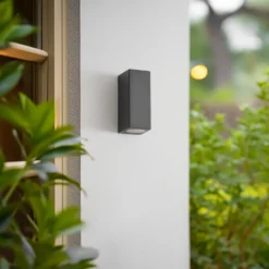 Aplique de pared Xava de Lucande, arriba/abajo, antracita, 2 luces, GU10