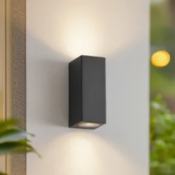 Aplique de pared Xava de Lucande, arriba/abajo, antracita, 2 luces, GU10