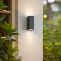 Aplique de pared Xava de Lucande, arriba/abajo, antracita, 2 luces, GU10