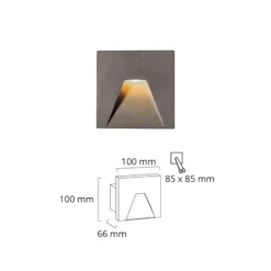 Aplique empotrable LED Space, gris, 10x10 cm