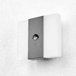 Aplique LED con sensor para pared de exterior Kumi, grafito, IP44