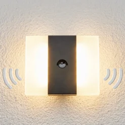 Aplique LED con sensor para pared de exterior Kumi, grafito, IP44