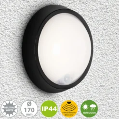Aplique LED de exterior Helsinki sensor IP44 negro