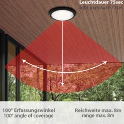 Aplique LED de exterior Helsinki sensor IP44 negro
