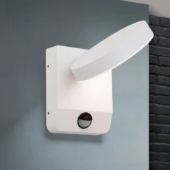 Aplique LED de exterior Hendryk con sensor, blanco