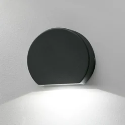 Aplique LED de exterior redondo Pill, gris oscuro