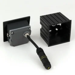 Aplique LED empotrable de Loro, negro, ancho 8,5 cm, aluminio
