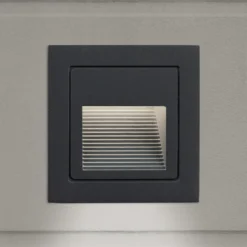 Aplique LED empotrable de Loro, antracita, ancho 8,5 cm, aluminio