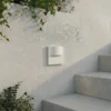 Aplique LED empotrable Lindby Alune, blanca, curvada, 8 x 8 cm, IP65