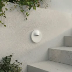 Aplique LED empotrable Lindby Alune, blanco, redondo, Ø 8 cm, IP65