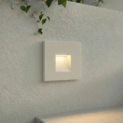 Aplique LED empotrable Lindby Alune, blanco, angular, 8 x 8 cm, IP65