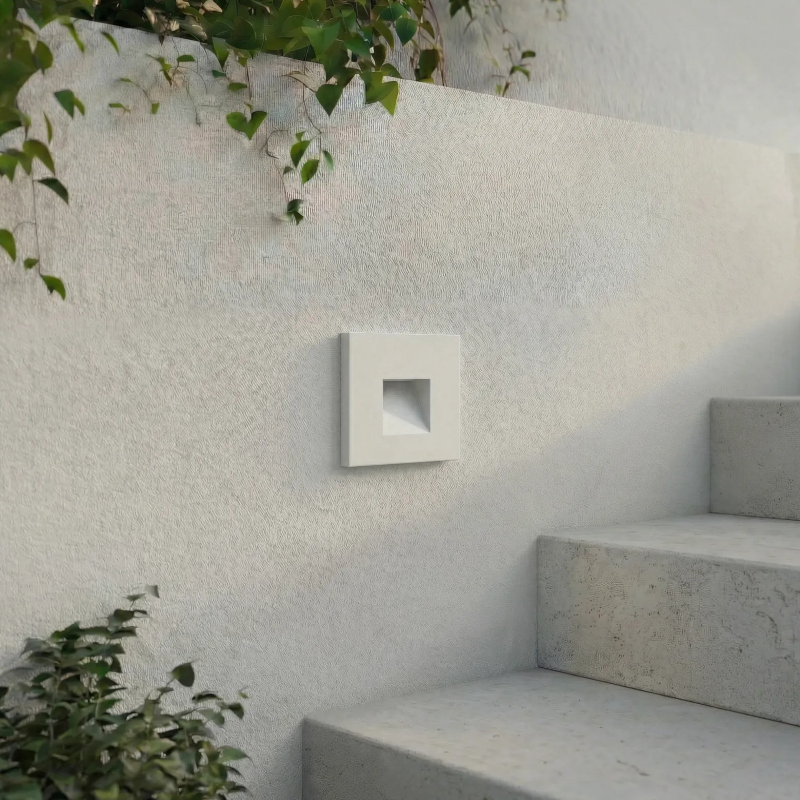 Aplique LED empotrable Lindby Alune, blanco, angular, 8 x 8 cm, IP65