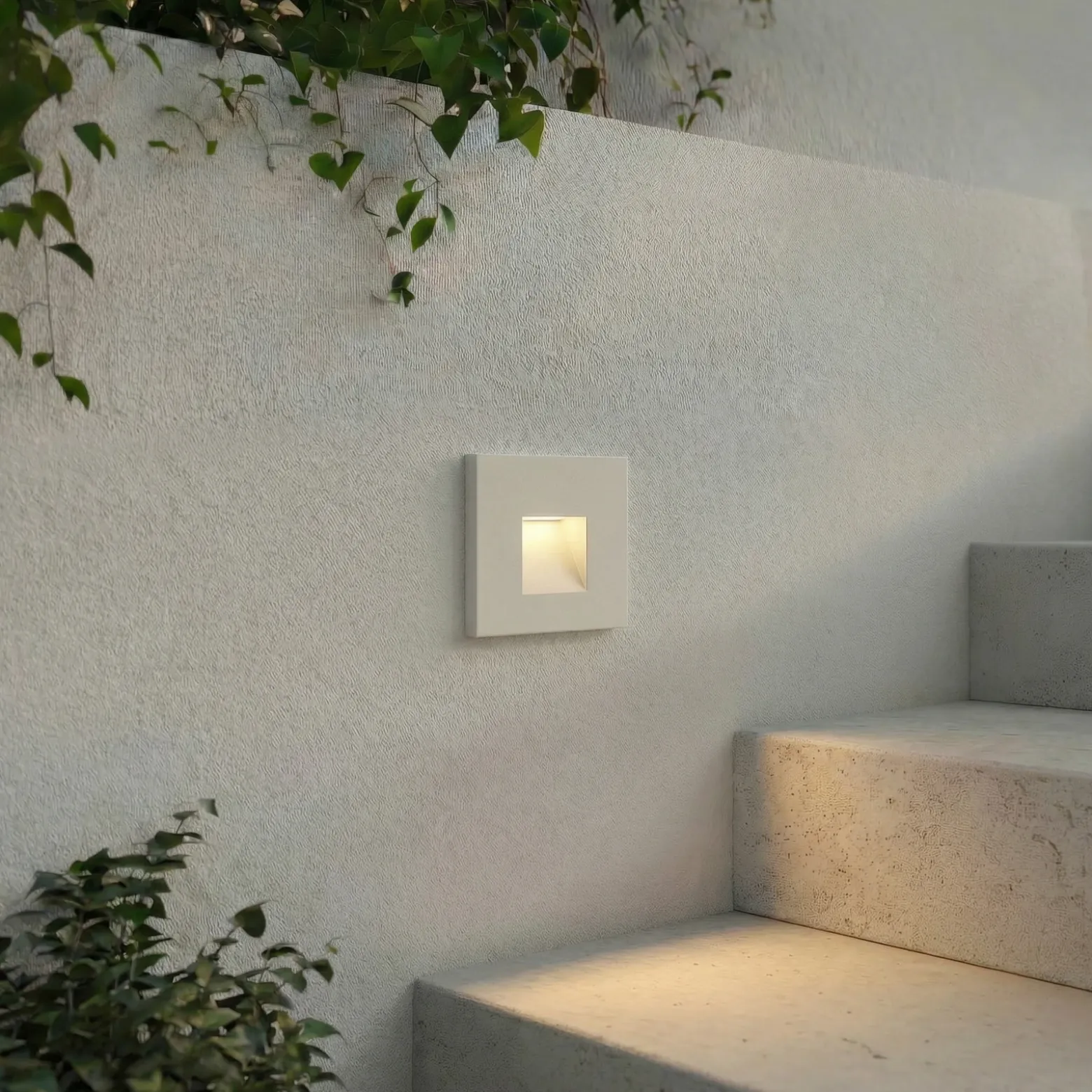 Aplique LED empotrable Lindby Alune, blanco, angular, 8 x 8 cm, IP65