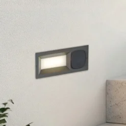 Aplique LED empotrable Lucande Lachlain, antracita, enchufe