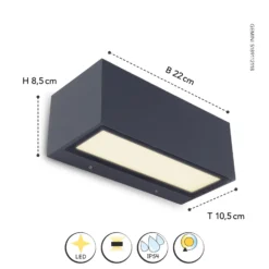 Aplique LED exterior Gemini 22cm 3.000K antracita