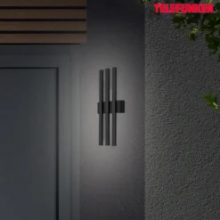 Aplique LED exterior Graz indirecto 3 luces negro