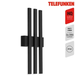Aplique LED exterior Graz indirecto 3 luces negro