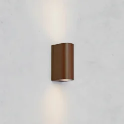 Aplique LED para exterior Alor, marrón, 2 luces, IP65, atenuable