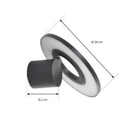 Aplique LED para exterior Arcchio Tovio, antracita, giratoria