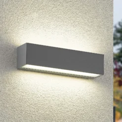 Aplique LED para exterior Arcchio Lengo, 25 cm, 2 luces, gris, CCT