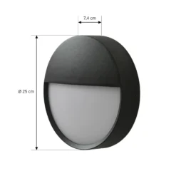 Aplique LED para exterior Arcchio Gravo, Ø 25 cm, negra, IP65
