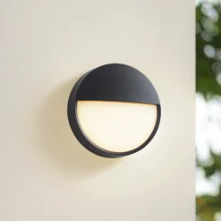 Aplique LED para exterior Arcchio Gravo, Ø 25 cm, negra, IP65