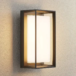 Aplique LED para exterior Arcchio Ismera, antracita/ópal, IP65