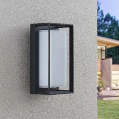 Aplique LED para exterior Arcchio Ismera, antracita/ópal, IP65