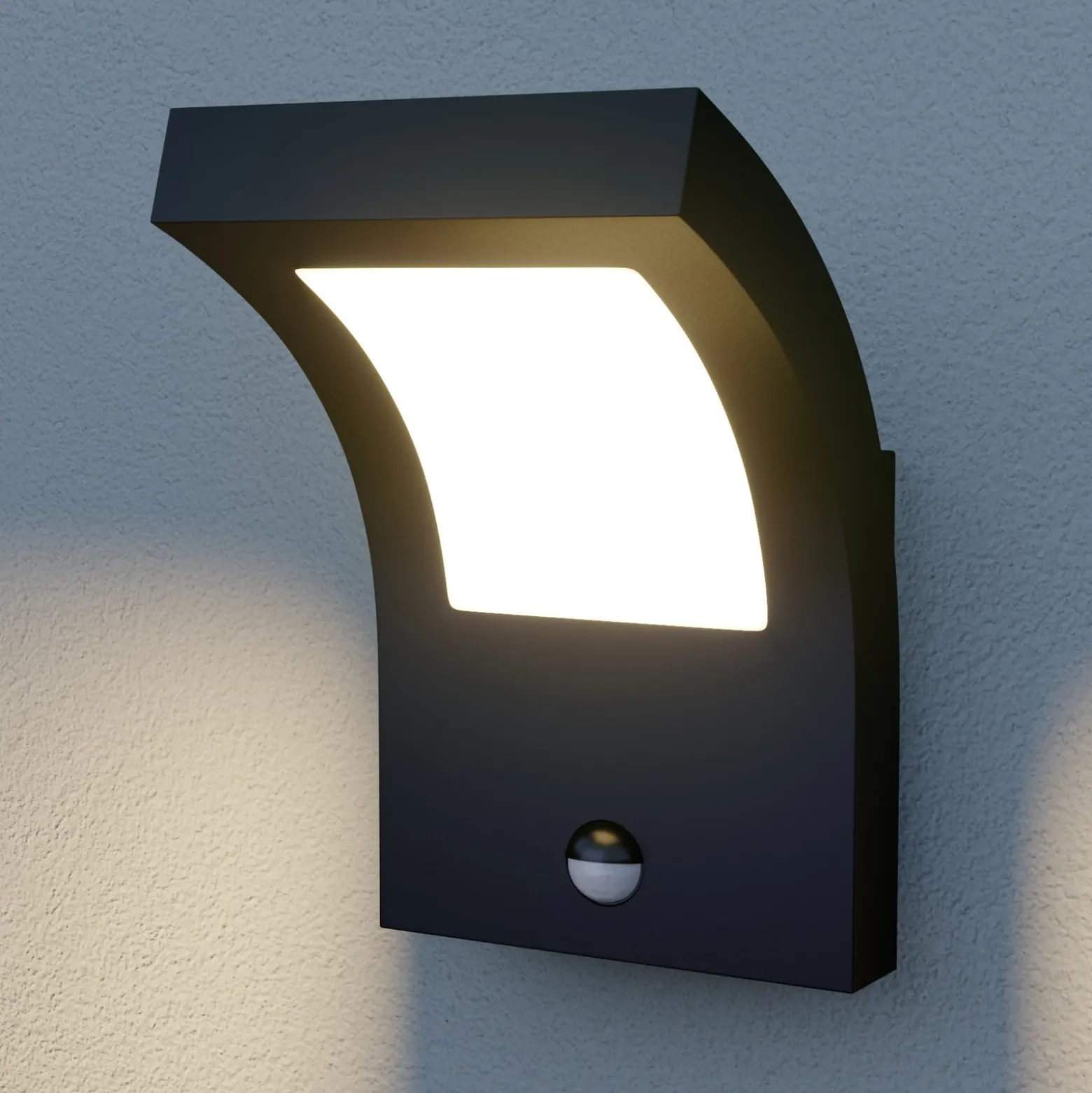 Aplique LED para exterior Arcchio, antracita, IP54, sensor