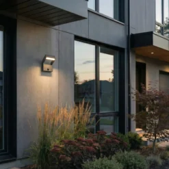 Aplique LED para exterior Arcchio Kovato, con sensor, gris oscuro, IP65