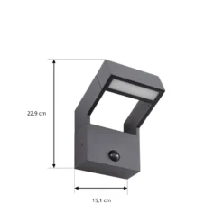 Aplique LED para exterior Arcchio Kovato, con sensor, gris oscuro, IP65