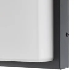 Aplique LED para exterior Babett, acero inoxidable, cristal, sensor