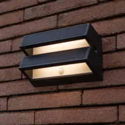 Aplique LED para exterior BARLO, gris oscuro, 21 cm, con sensor, IP54