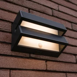 Aplique LED para exterior BARLO, gris oscuro, 21 cm, con sensor, IP54