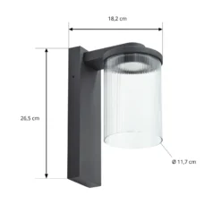Aplique LED para exterior Beelia de Lucande, antracita, estriado