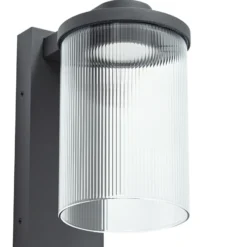 Aplique LED para exterior Beelia de Lucande, antracita, estriado